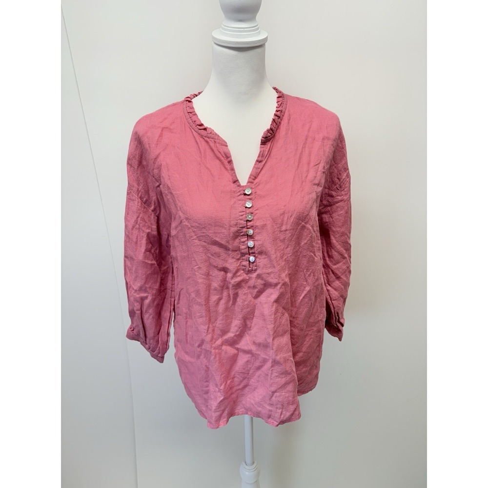 J. Jill Love Linen womens top pink‎ blouse size small